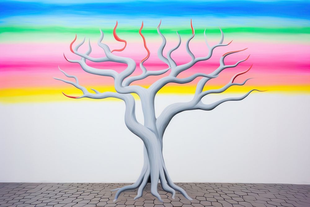 Surrealistic painting of tree art plant creativity.