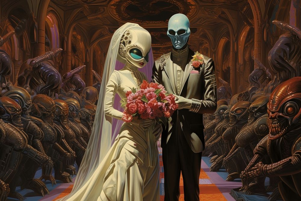Alien wedding on mars flower bride adult.