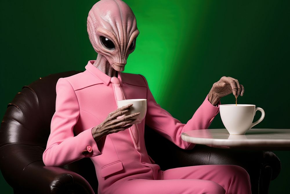 Alien Holding coffee cup holding mug technology.