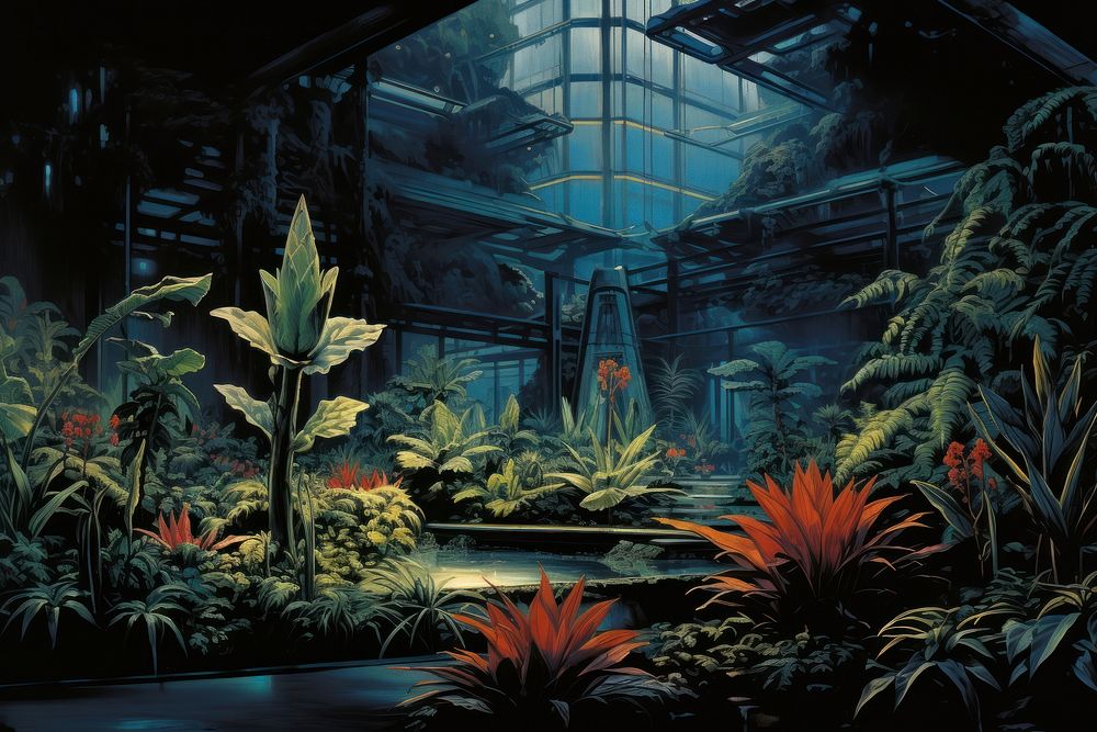 Alien plant in glasshouse nature garden architecture.