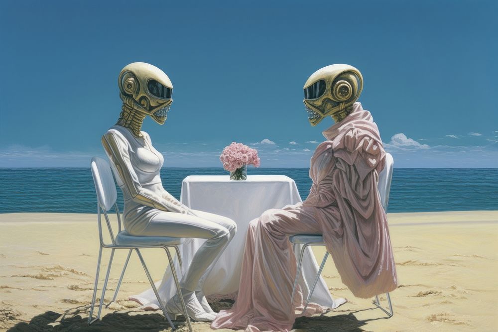 Alien wedding on the beach outdoors nature chair.