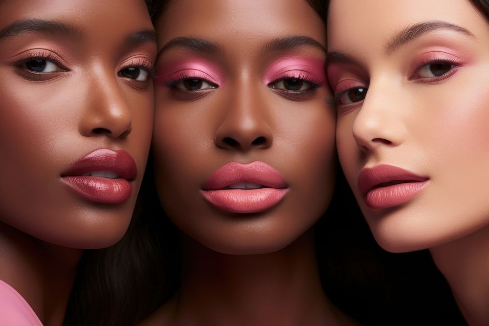 Lipstick colors arranged on lips skin cosmetics portrait. AI generated Image by rawpixel.