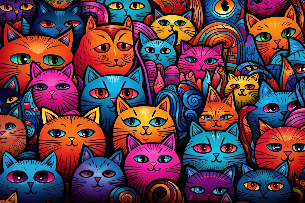Cat art backgrounds pattern.