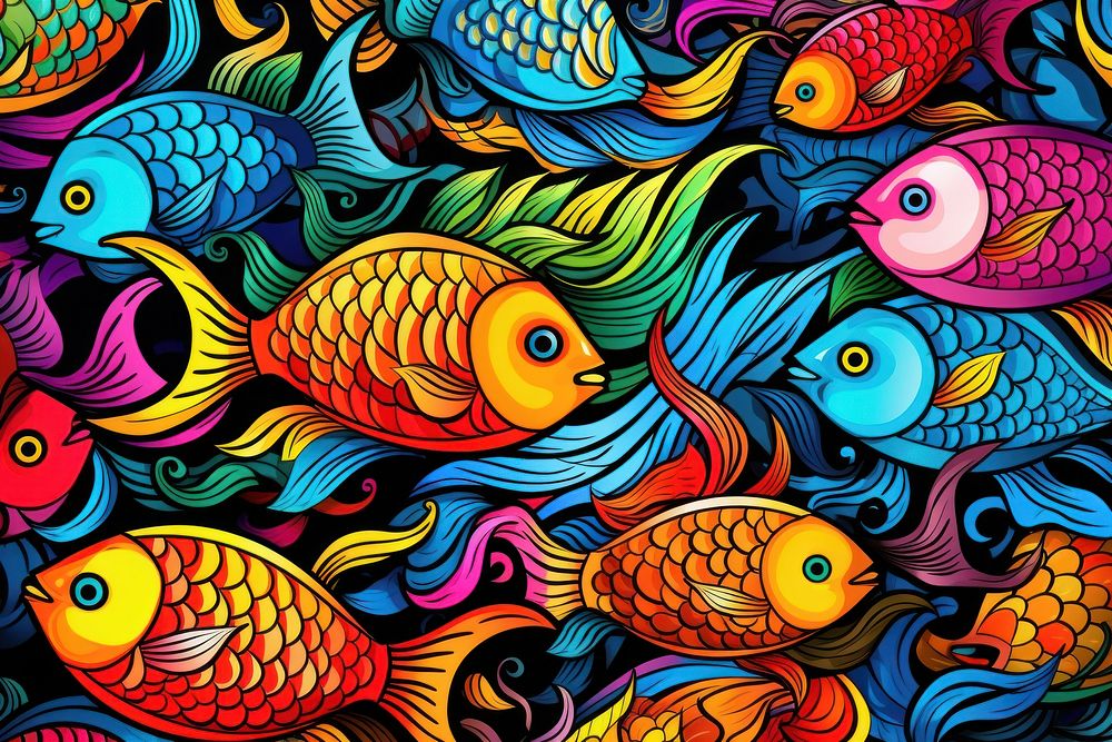 Fish art backgrounds pattern.
