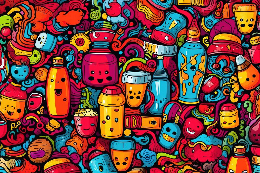 Soda backgrounds doodle art.