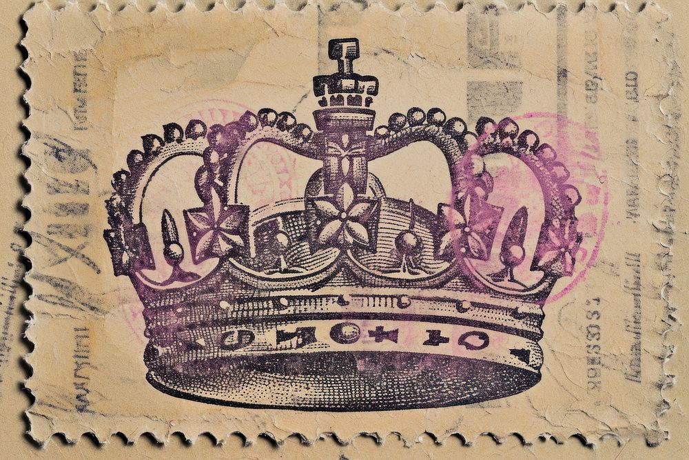 Vintage postage stamp with crown backgrounds paper creativity.