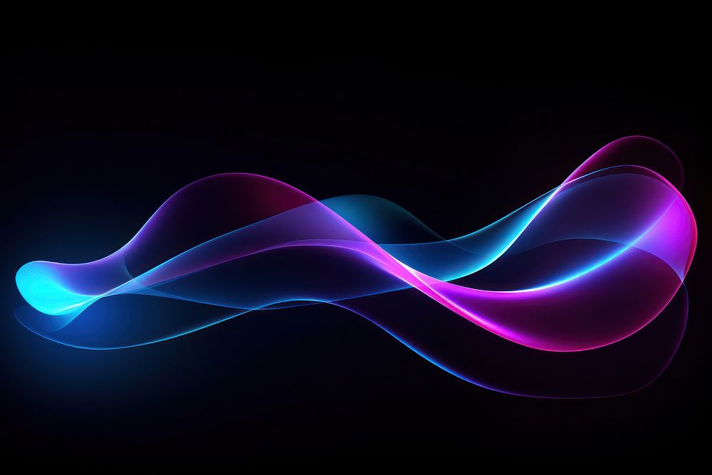 A neon light blue and purple neon wave on a dark background backgrounds smooth curve. AI generated Image by rawpixel.