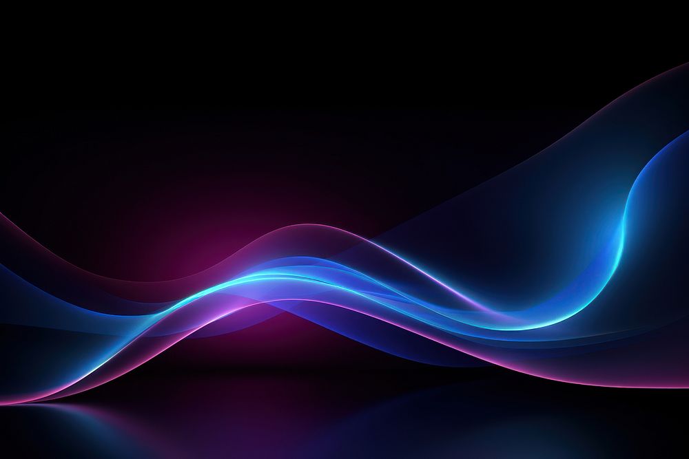A neon light blue and purple neon wave on a dark background backgrounds pattern smooth. AI generated Image by rawpixel.