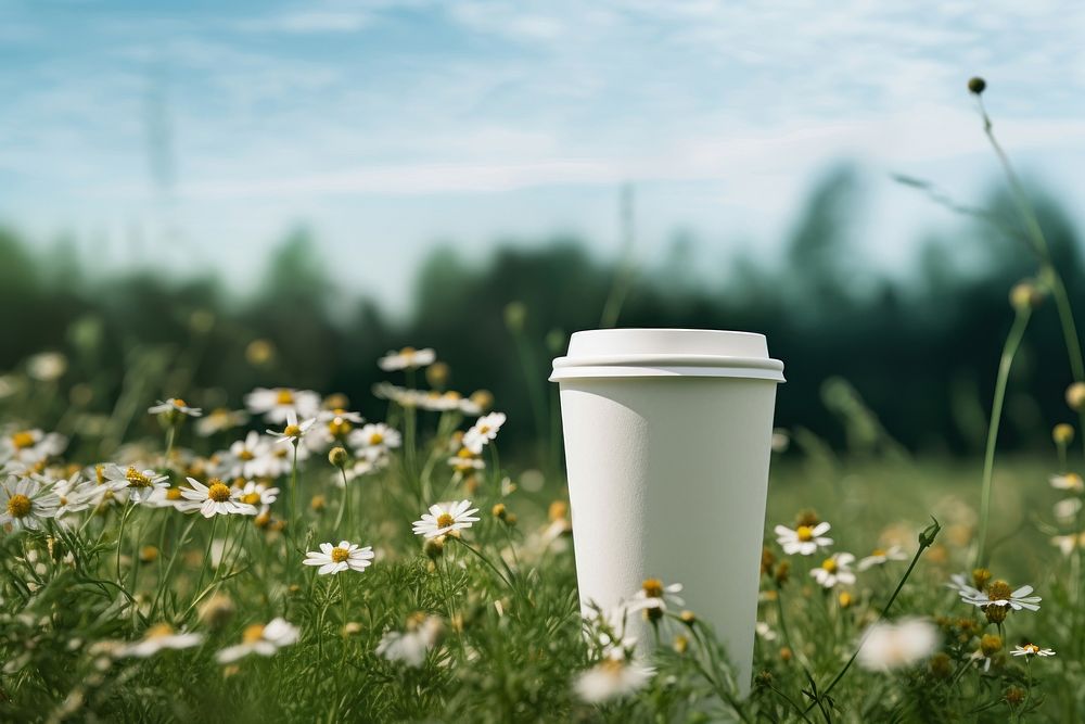 Coffee paper cup nature flower outdoors.
