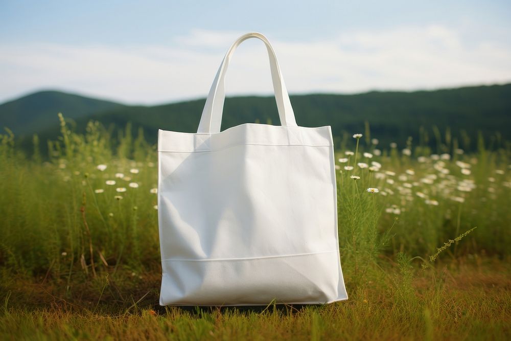 Tote bag with label packaging  handbag field green.