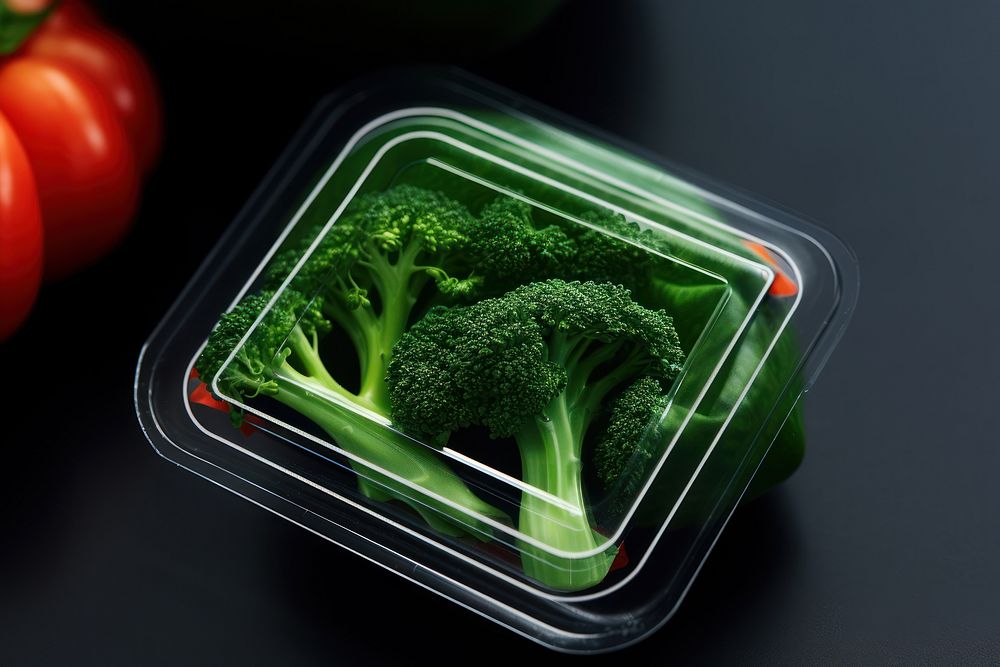 Vegetable plastic packaging broccoli plant food.