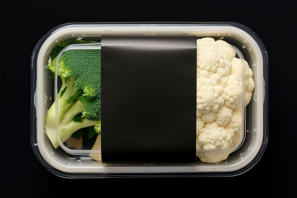 Vegetable plastic packaging cauliflower food container.