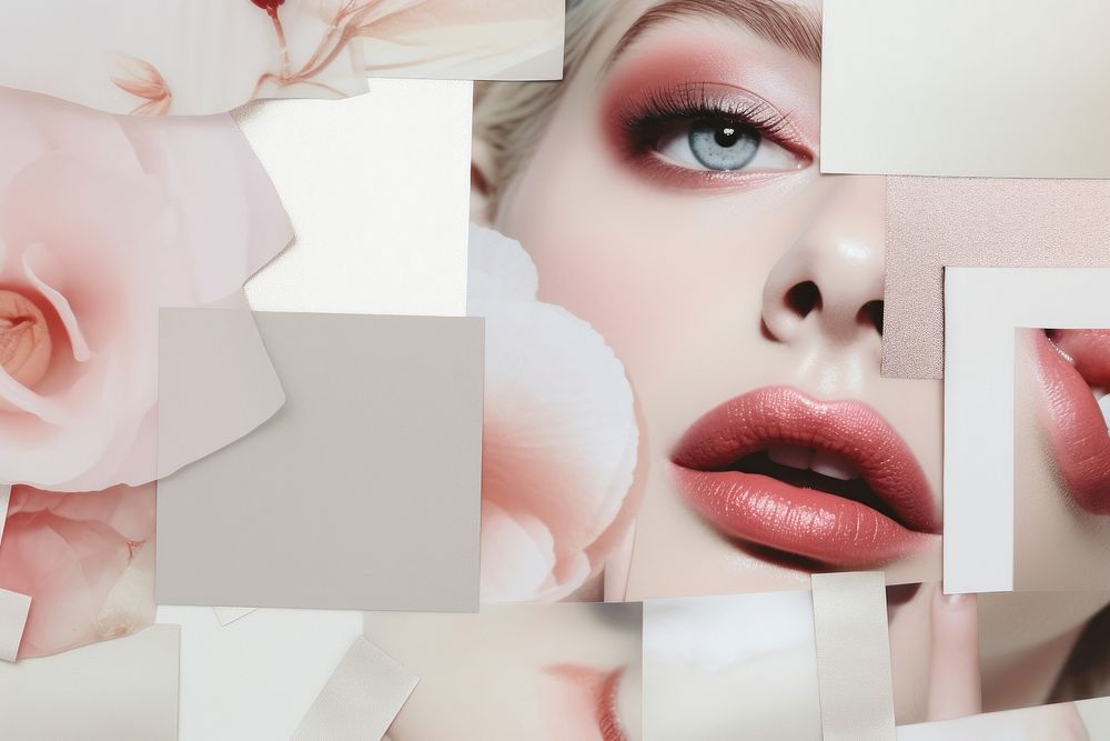 Cosmetics collage lipstick paper. AI generated Image by rawpixel.