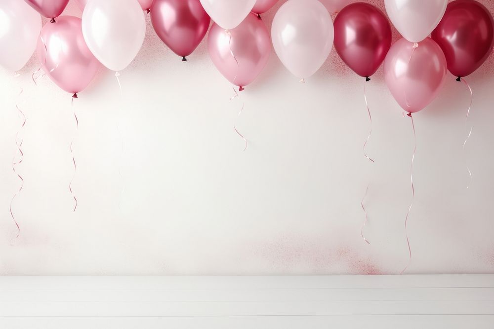 Balloons and glitter border backgrounds pink wall. AI generated Image by rawpixel.