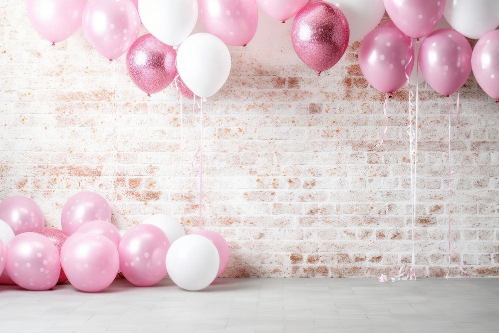 Balloons and glitter border backgrounds brick party. AI generated Image by rawpixel.