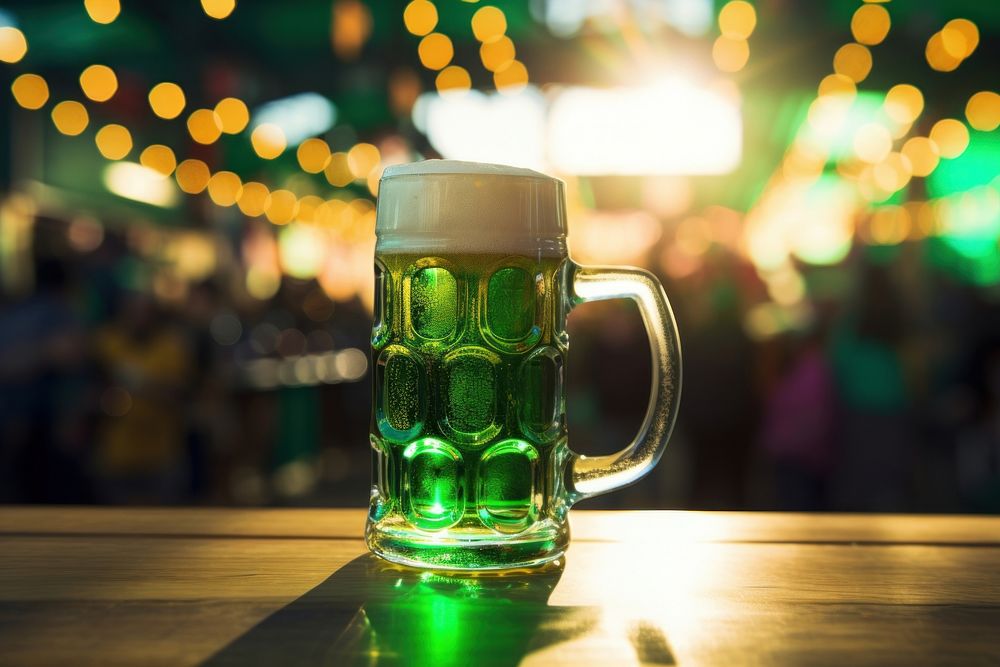 Green beer mug drink lager glass.