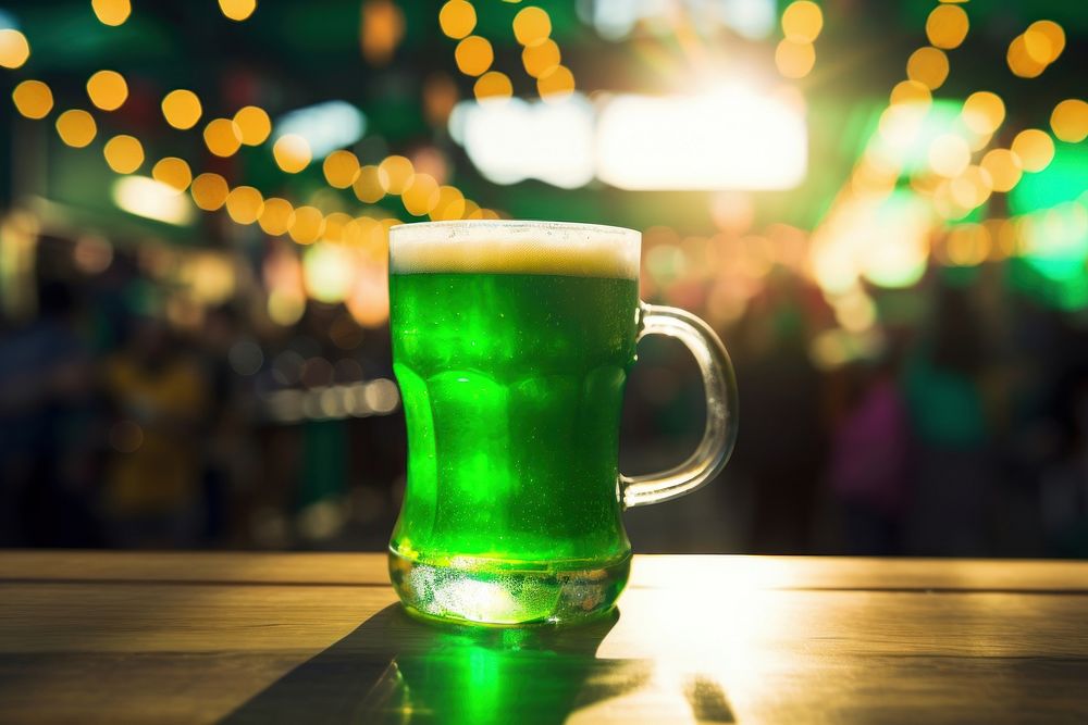 Green beer mug drink lager glass.