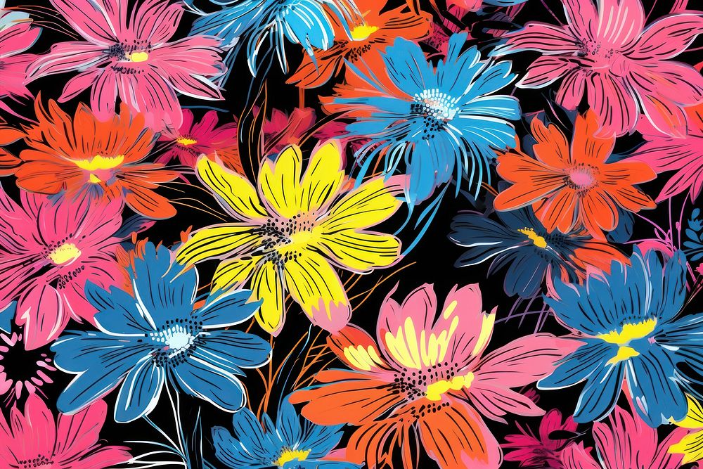 A flowers pattern backgrounds graphics plant. AI generated Image by rawpixel.
