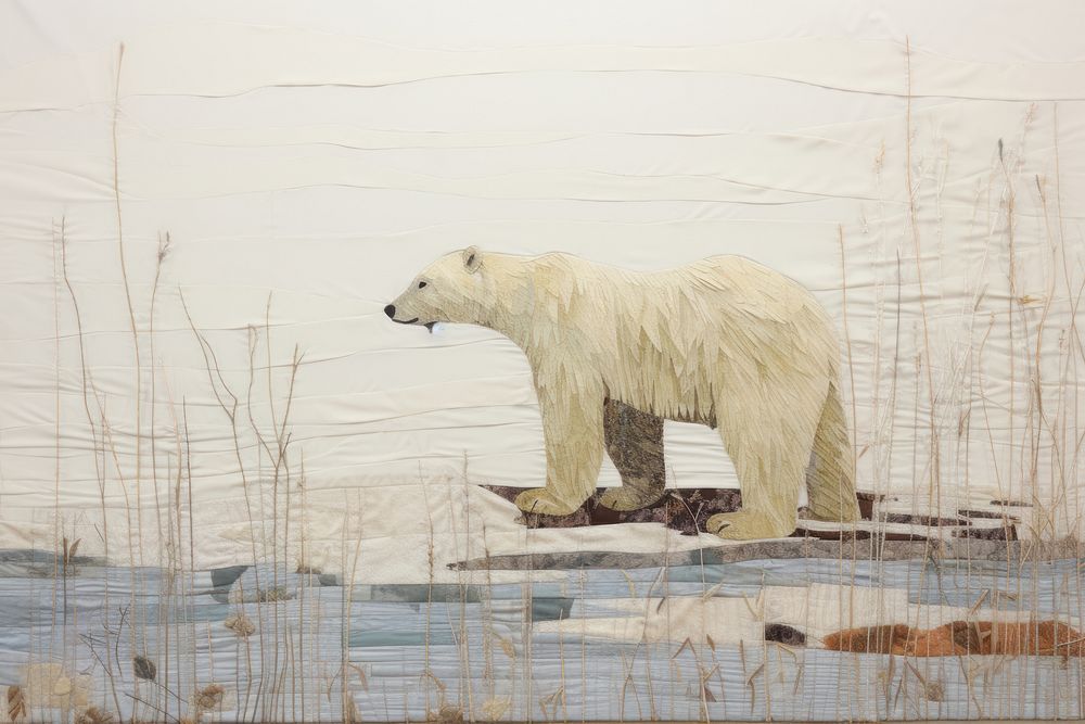 Embroidery with a polar bear wildlife animal mammal.
