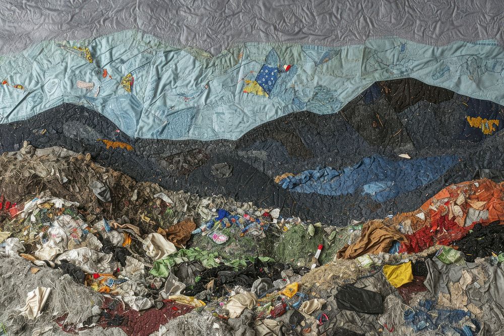 Landfill landscape with trash piles backgrounds accessories creativity.