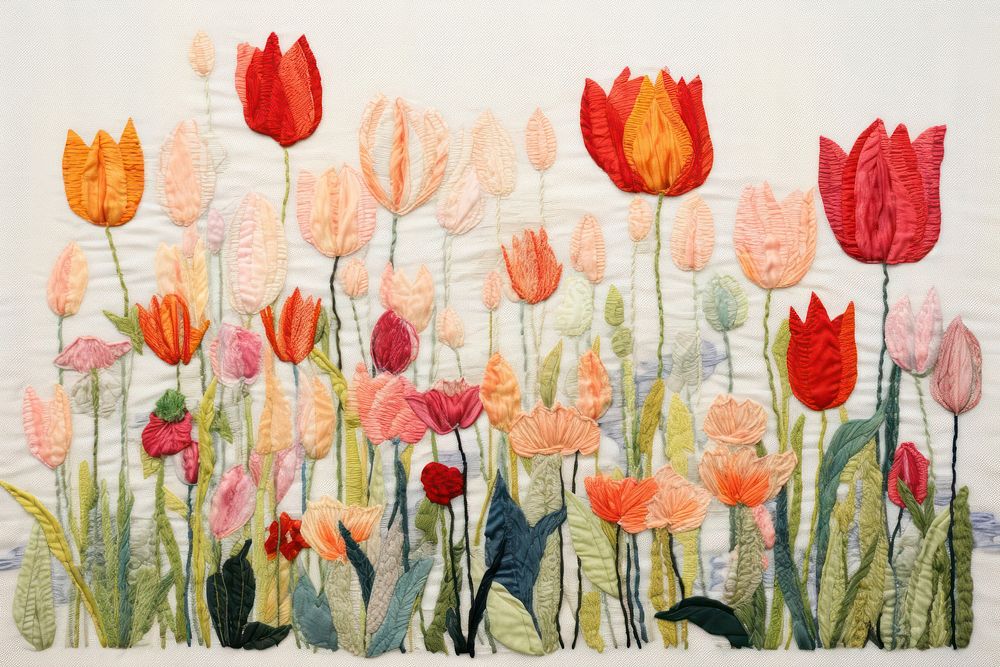 Tulip embroidery textile pattern.
