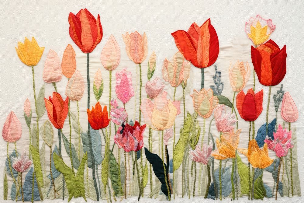 Tulip needlework embroidery textile.