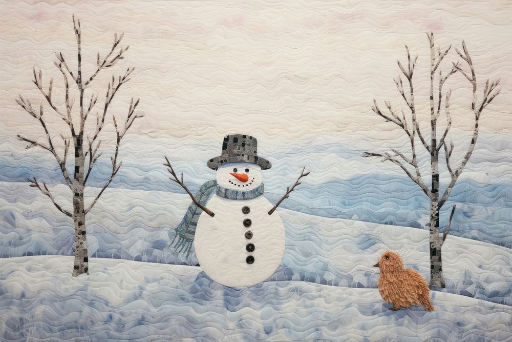 Manimal snowman in pastel winter nature craft anthropomorphic.