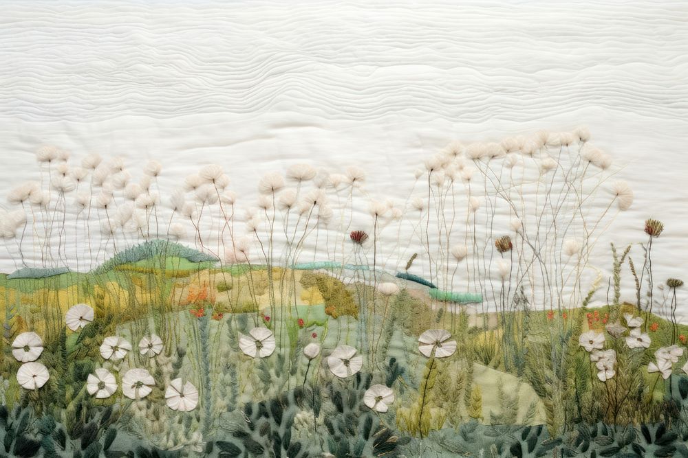 Meadow painting textile plant.