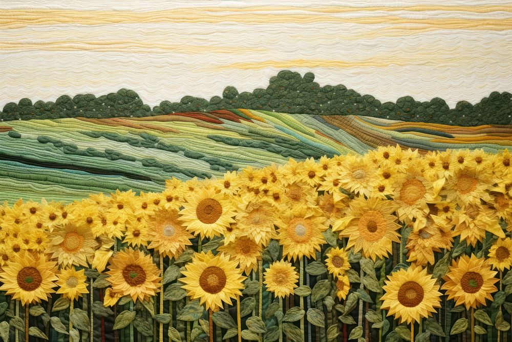 Minimal sunflower field agriculture landscape outdoors.
