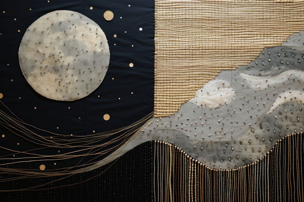 Minimal moon in the sky astronomy pattern textile.