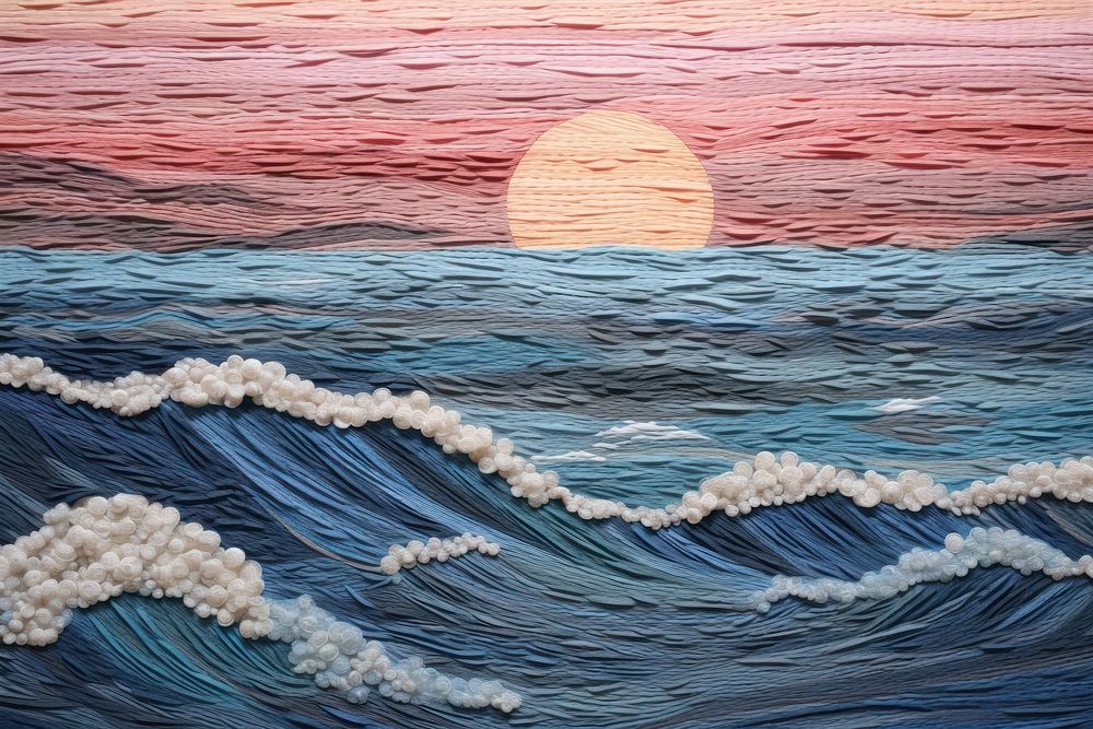 Minimal sunset in the ocean outdoors painting pattern.
