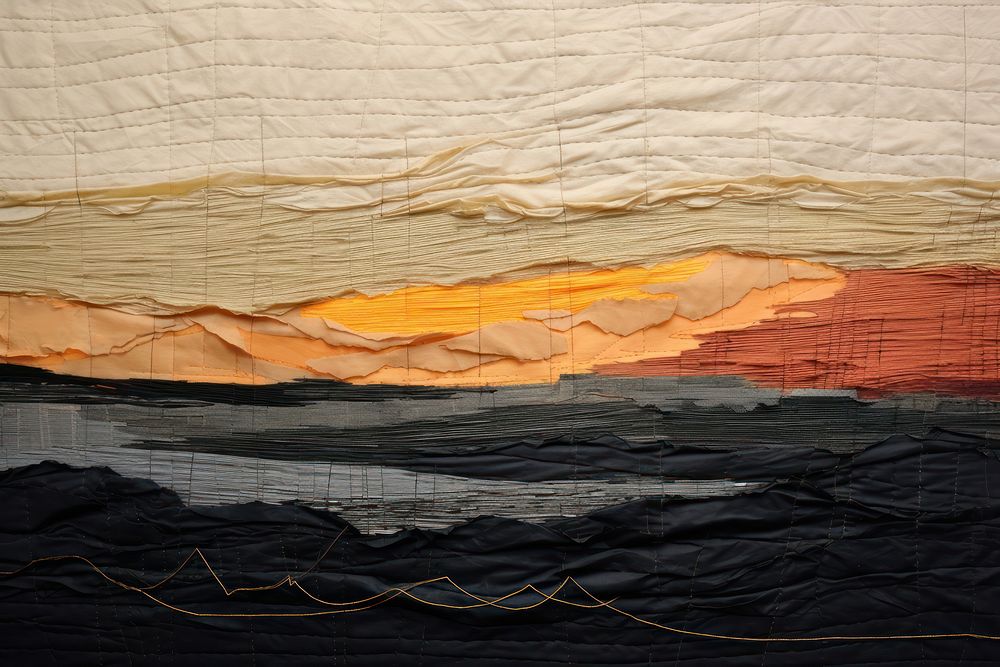Minimal sunset landscape textile art backgrounds.