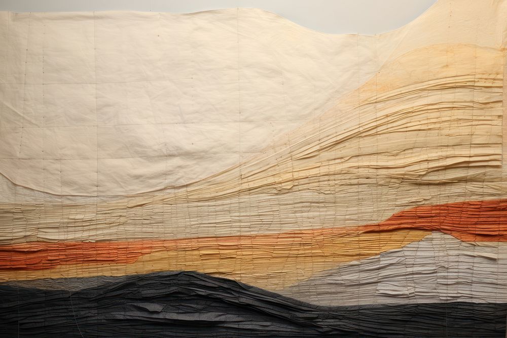 Minimal sunset landscape textile texture quilt.