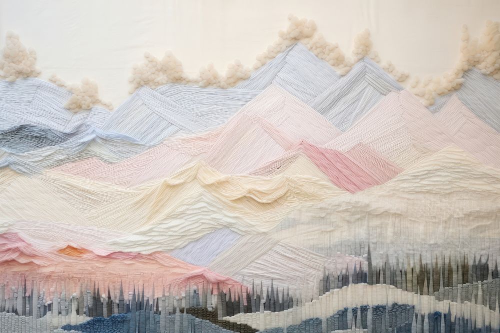 Minimal pastel snow landscape painting textile texture.
