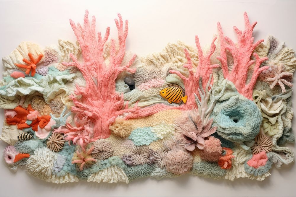 Minimal pastel oral reef in the ocean textile pattern craft.
