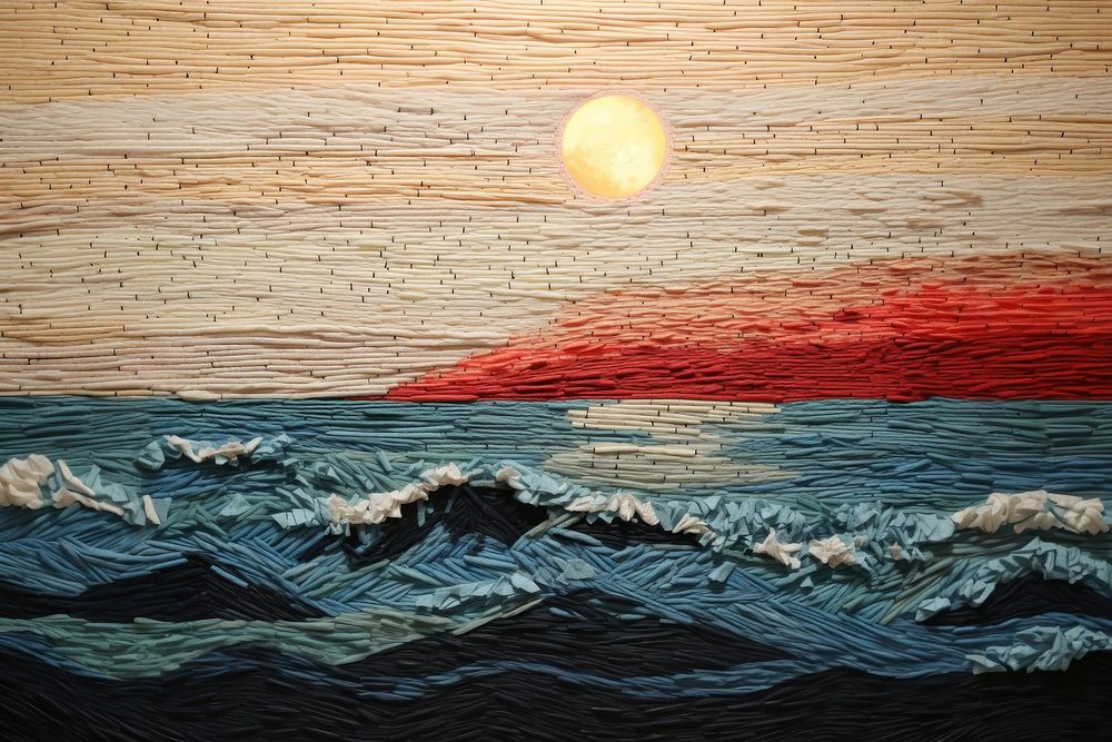 Minimal sunset in the ocean outdoors painting nature.