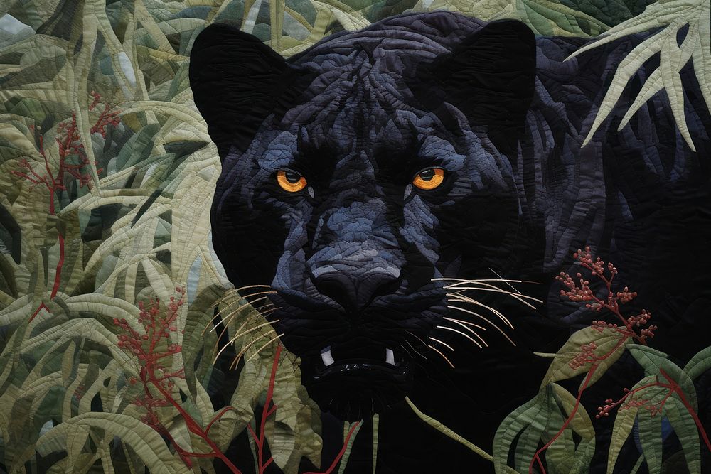 Panther in dark foliage wildlife animal mammal.
