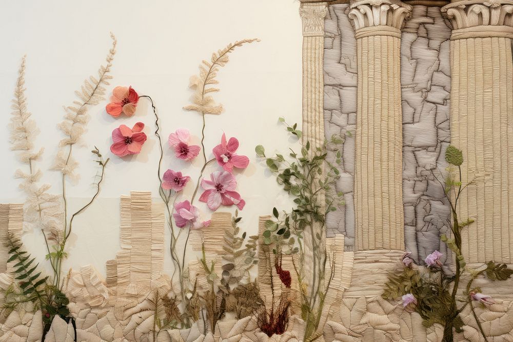 Sculpture and greek column florals architecture flower plant.