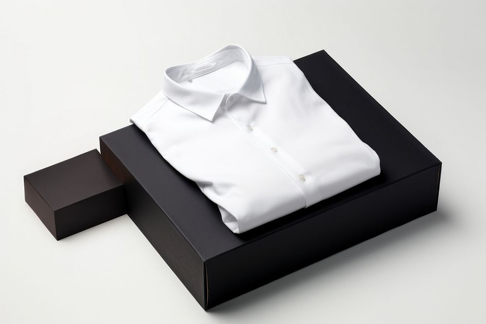 Apparel packaging  shirt white studio shot.