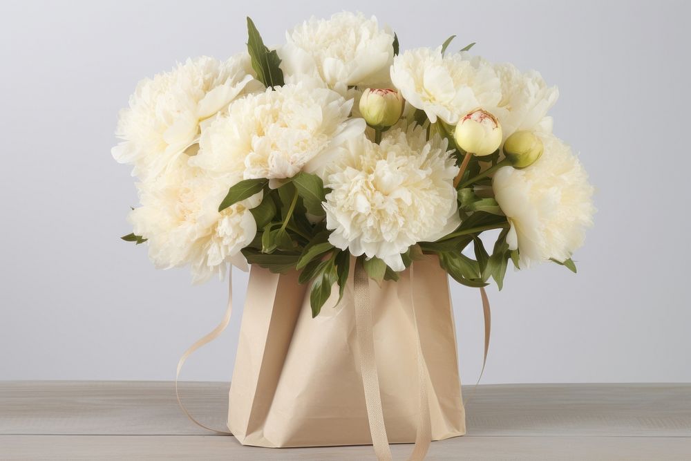 Bouquet holding Packaging  flower plant white.