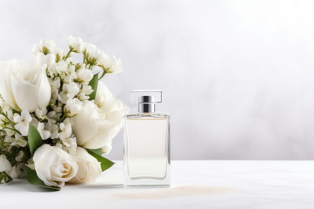 Bouquet packaging  cosmetics perfume bottle.