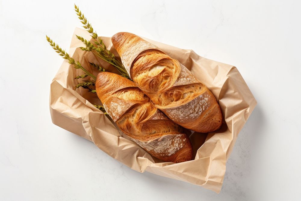 Bread paper bag  baguette food viennoiserie.