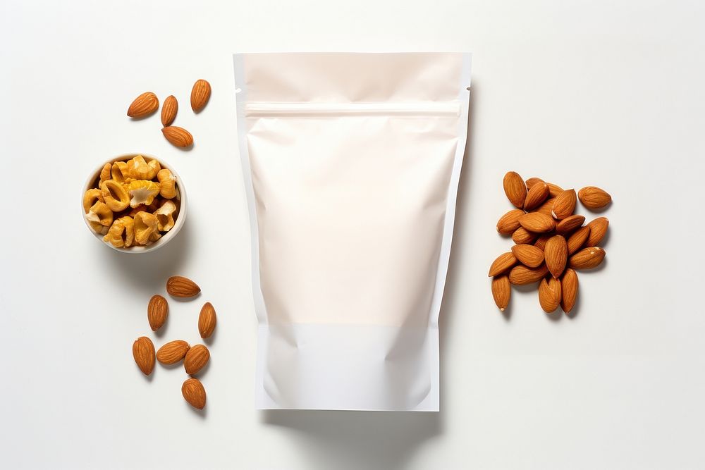 Snack paper bag  almond food seed.