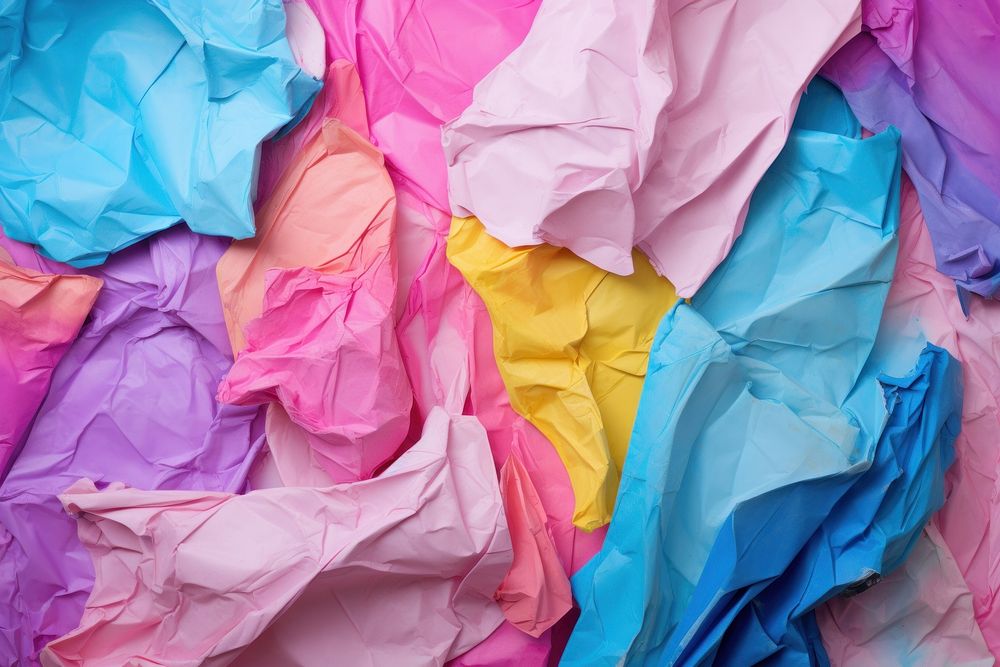 Old colorful crumpled paper backgrounds creativity abundance.