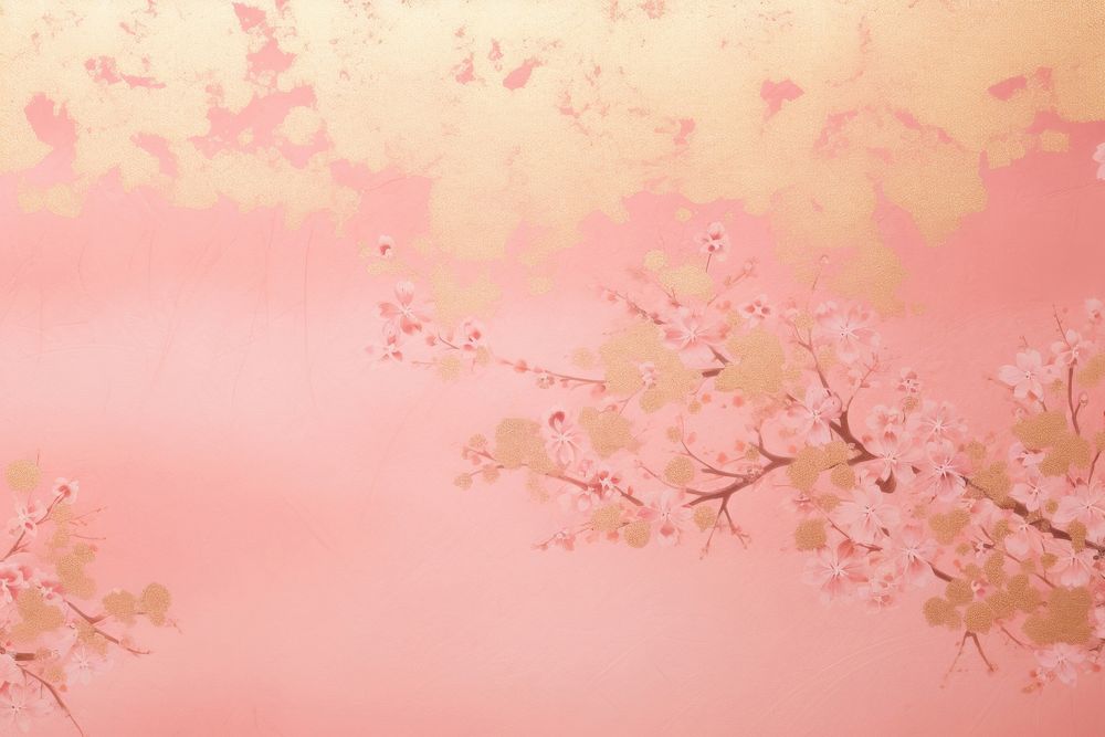 Old aesthetic pink gold paper backgrounds blossom nature.
