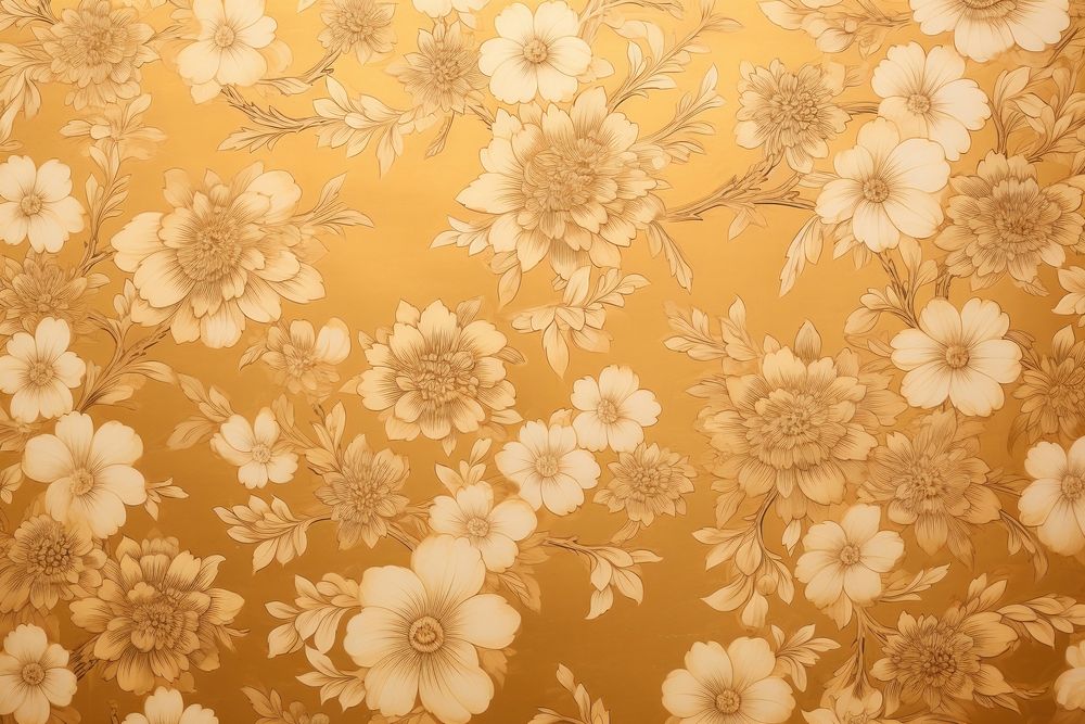 Gold flowers backgrounds pattern texture.