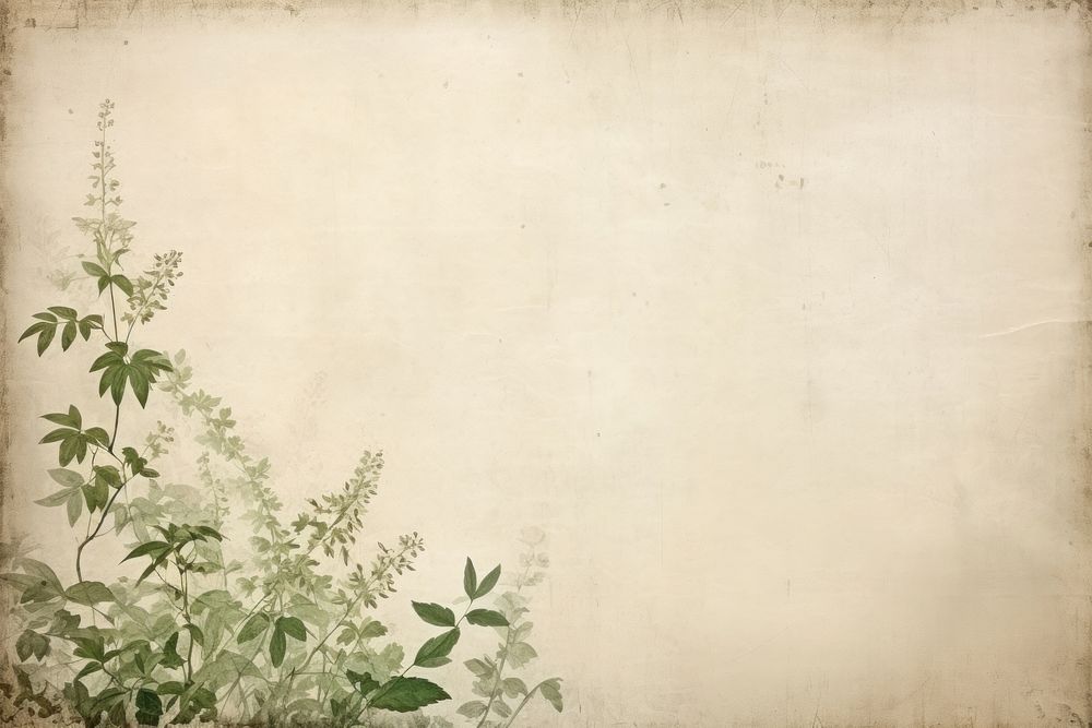 Old green herbarium page paper backgrounds flower plant.