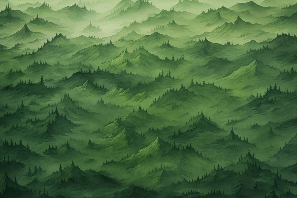 Old green paper of mountain forest backgrounds landscape outdoors.