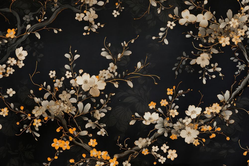 Old floral black paper backgrounds pattern flower.