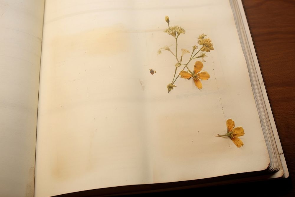 Flowers herbarium page paper art publication.